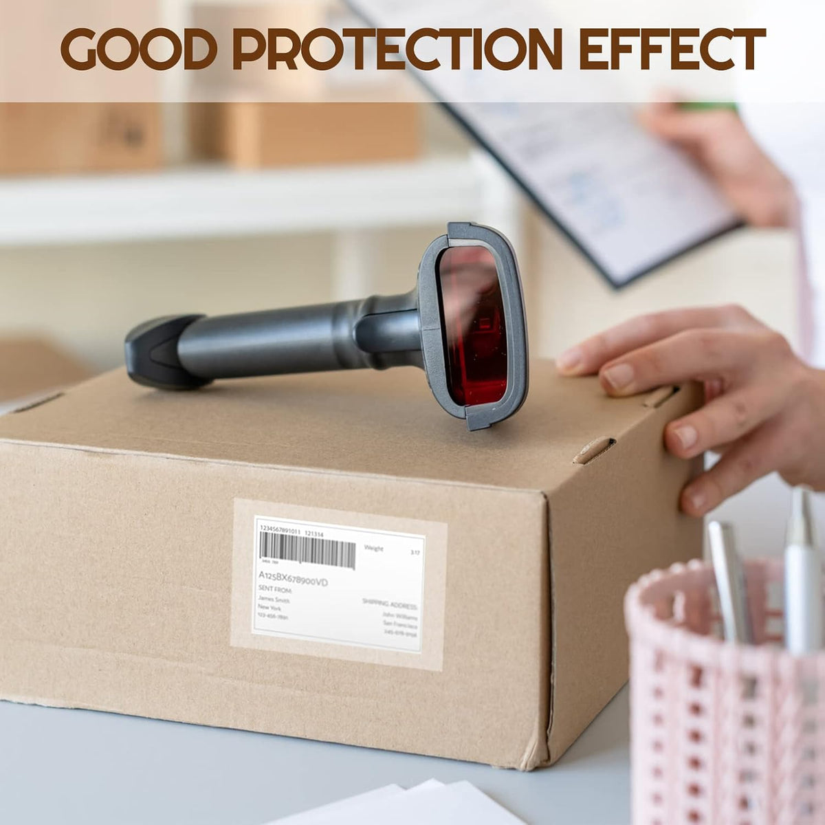 500 Pcs Label Protector Back to School Clear Labels Stickers Wafer Seals Waterproof Labels Library Supplies for Protecting Barcodes, Numbers and Stickers (4 x 2 Inch,Rectangle)