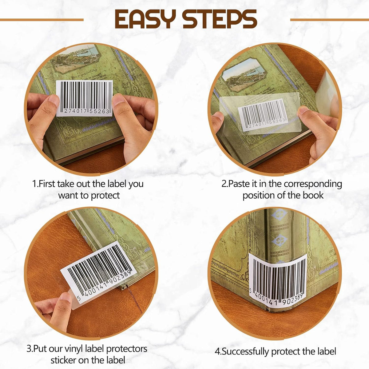 500 Pcs Label Protector Back to School Clear Labels Stickers Wafer Seals Waterproof Labels Library Supplies for Protecting Barcodes, Numbers and Stickers (4 x 2 Inch,Rectangle)