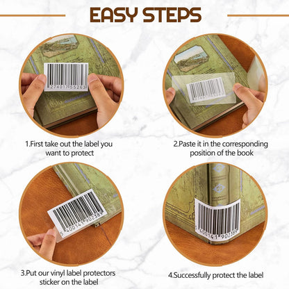 500 Pcs Label Protector Back to School Clear Labels Stickers Wafer Seals Waterproof Labels Library Supplies for Protecting Barcodes, Numbers and Stickers (4 x 2 Inch,Rectangle)