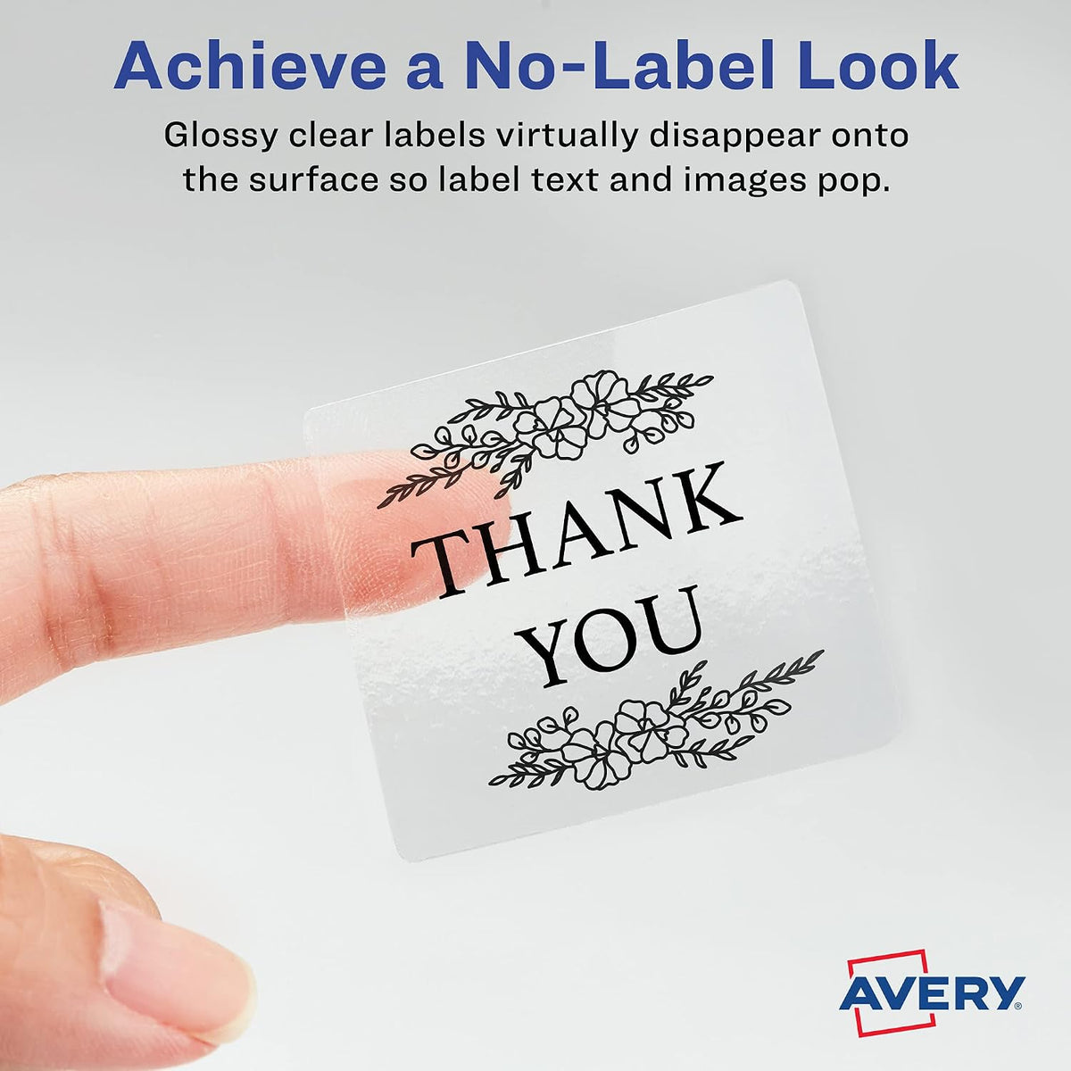 Printable Blank Square Labels, 2" x 2", Glossy Crystal Clear, 120 Customizable Labels (22853)
