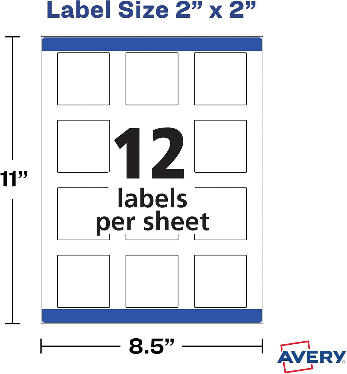 Printable Blank Square Labels, 2" x 2", Glossy Crystal Clear, 120 Customizable Labels (22853)