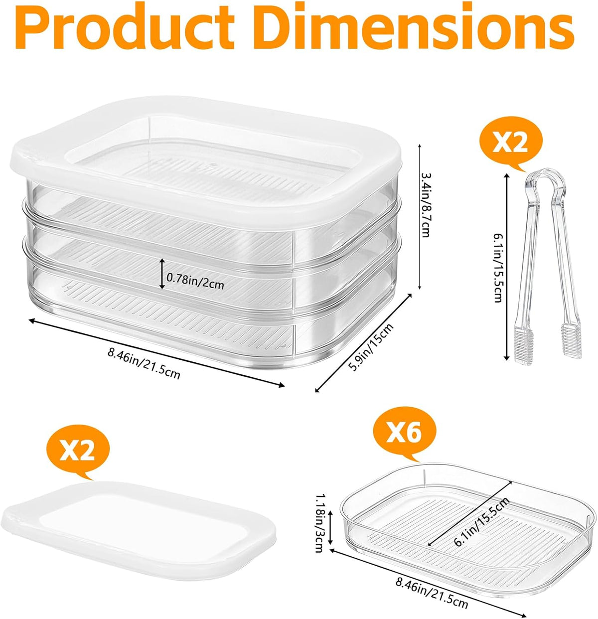 3 Pcs Deli Meat Container for Fridge Bacon Lunch Meat Container with Lid and Tong Stackable Food Storage Boxes Fridge Organizers for Cheese Ham Cold Cuts and Salami