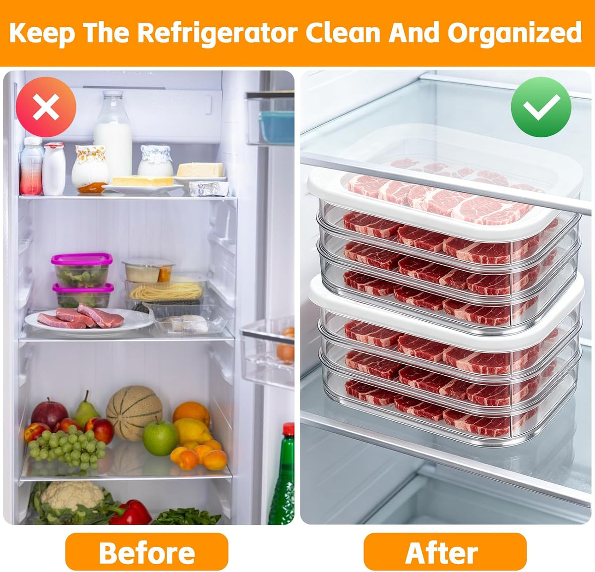 3 Pcs Deli Meat Container for Fridge Bacon Lunch Meat Container with Lid and Tong Stackable Food Storage Boxes Fridge Organizers for Cheese Ham Cold Cuts and Salami