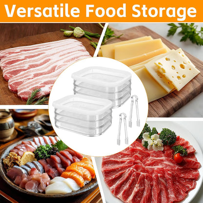 3 Pcs Deli Meat Container for Fridge Bacon Lunch Meat Container with Lid and Tong Stackable Food Storage Boxes Fridge Organizers for Cheese Ham Cold Cuts and Salami
