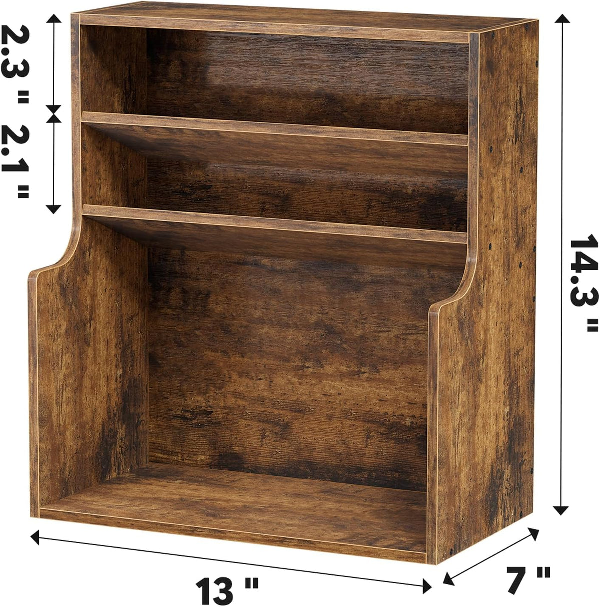 Spice Rack Organizer, 3 Tire Wood Kitchen Counter Spice Rack, Large Counter Seasoning Organizer Storage Shelf for Pantry, Kitchen, 7” W × 14.3” H, Brown