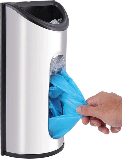 Magnetic Wall Mounted Trash Bag Holder, Grocery Bag Holder Stainless Steel Kitchen Trash Bag Organizer Anti-Fingerprints Magnet and Scraw for Kitchen Garage Barn Storage Room