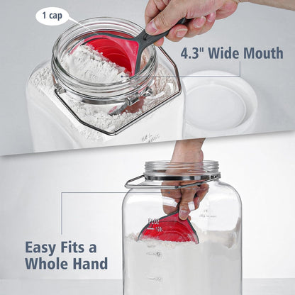 2 Pack Wide Mouth 1 Gallon Clear Glass Jar with Lid, Heavy Duty Airtight Screw Lid with Silicone Gasket - Large Mason Jar with 2 Scale Mark for Fermenting Kombucha and Storing Food(Extra 2 Gaskets)