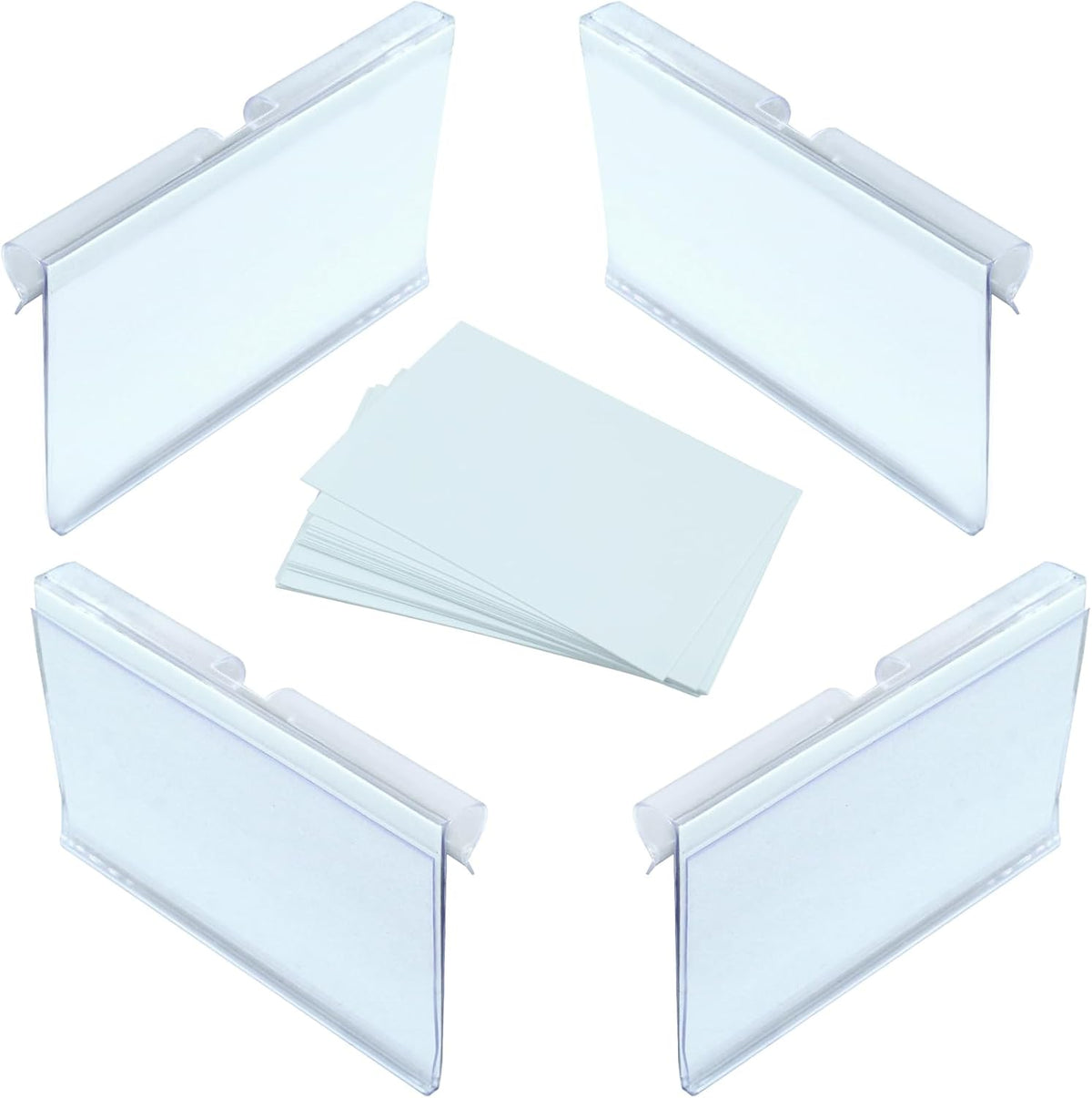 30pcs Basket Labels Clip On, Plastic Wire Shelf Label Holder with 30pcs 6X4CM Label Inserts for Storage Bins, Basket (2.36IN*1.57IN)