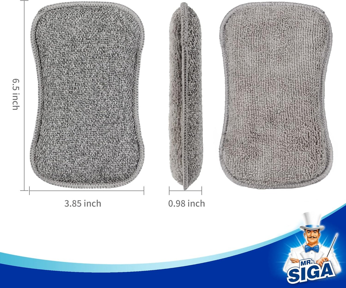 Dual-Sided Scrub Sponges, Reusable Dishwashing Sponges, 6 Pack