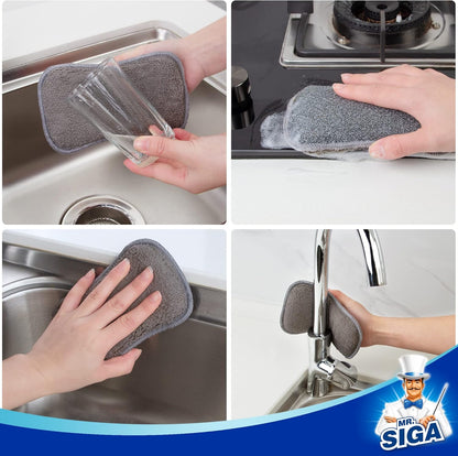 Dual-Sided Scrub Sponges, Reusable Dishwashing Sponges, 6 Pack