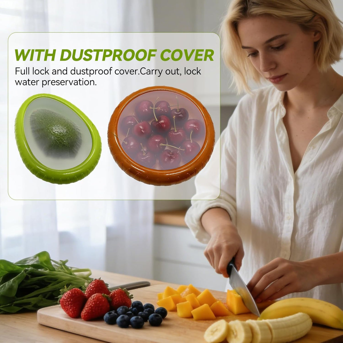 Avocado Saver & Onion Storage Containers - 4-Piece Reusable Fridge Produce Holders | BPA-Free Veggie Saver for Garlic, Onions, Lemons, Potatoes & Fresh Produce