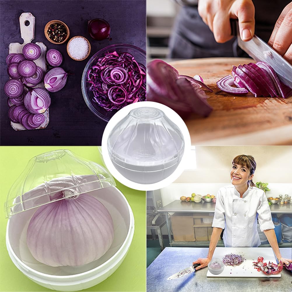 Onion Keeper - Reusable Onion Storage Container, Garlic Shaped Food Saver, Fruit & Vegetable Storage Holder, Sealing Box for Refrigerators (White)