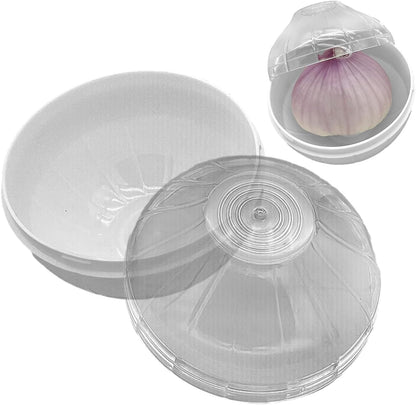 Onion Keeper - Reusable Onion Storage Container, Garlic Shaped Food Saver, Fruit & Vegetable Storage Holder, Sealing Box for Refrigerators (White)