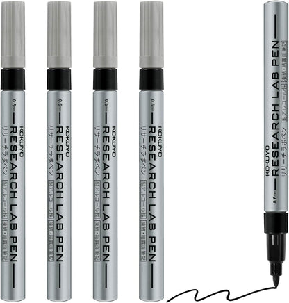 KOKUYO Alcohol Resistant Laboratory Markers, 5 Black Permanent Freezer Lab Pens with 0.6mm Fine Point Tip, Designed for Industrial, Lab and Hospital Use, Japan Import