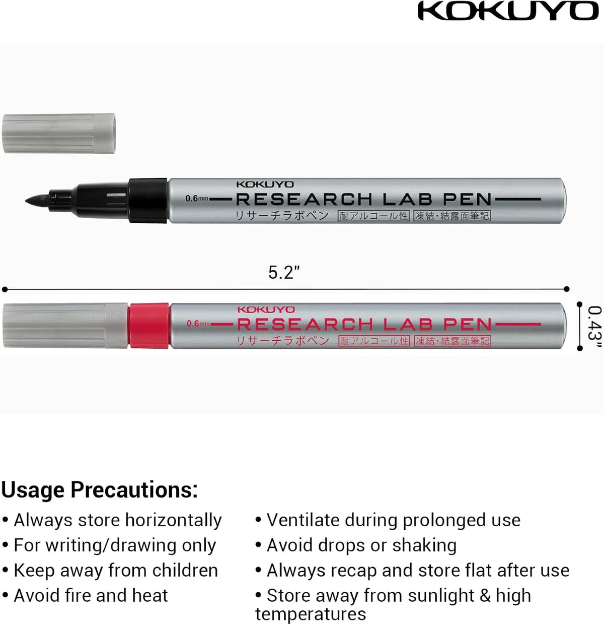 KOKUYO Alcohol Resistant Laboratory Markers, 5 Black Permanent Freezer Lab Pens with 0.6mm Fine Point Tip, Designed for Industrial, Lab and Hospital Use, Japan Import