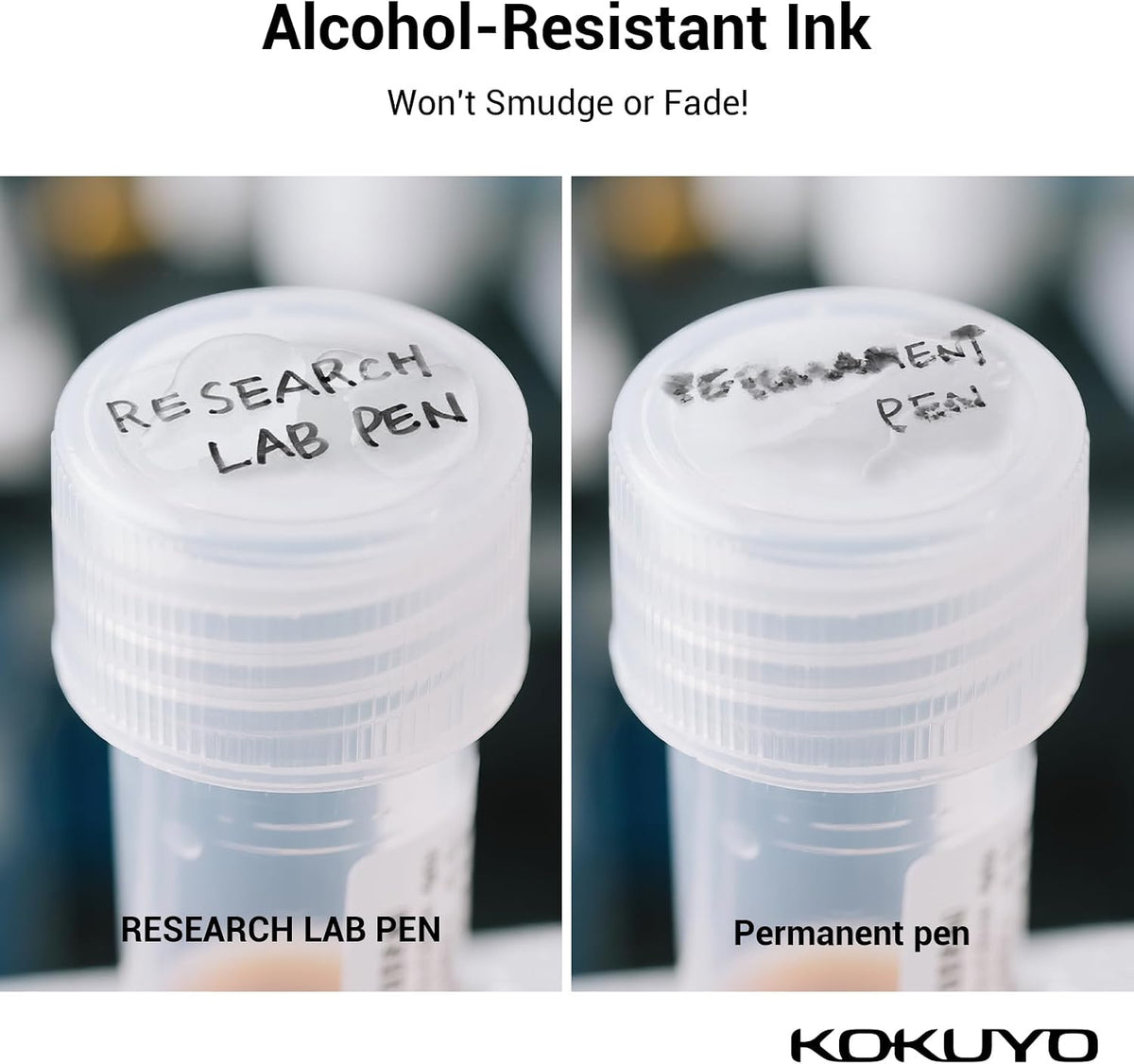 KOKUYO Alcohol Resistant Laboratory Markers, 5 Black Permanent Freezer Lab Pens with 0.6mm Fine Point Tip, Designed for Industrial, Lab and Hospital Use, Japan Import