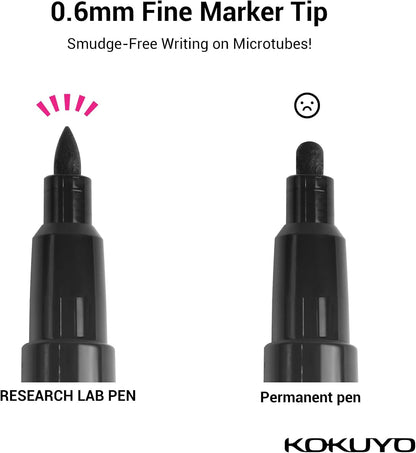 KOKUYO Alcohol Resistant Laboratory Markers, 5 Black Permanent Freezer Lab Pens with 0.6mm Fine Point Tip, Designed for Industrial, Lab and Hospital Use, Japan Import