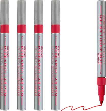 KOKUYO Alcohol Resistant Laboratory Markers, 5 Black Permanent Freezer Lab Pens with 0.6mm Fine Point Tip, Designed for Industrial, Lab and Hospital Use, Japan Import