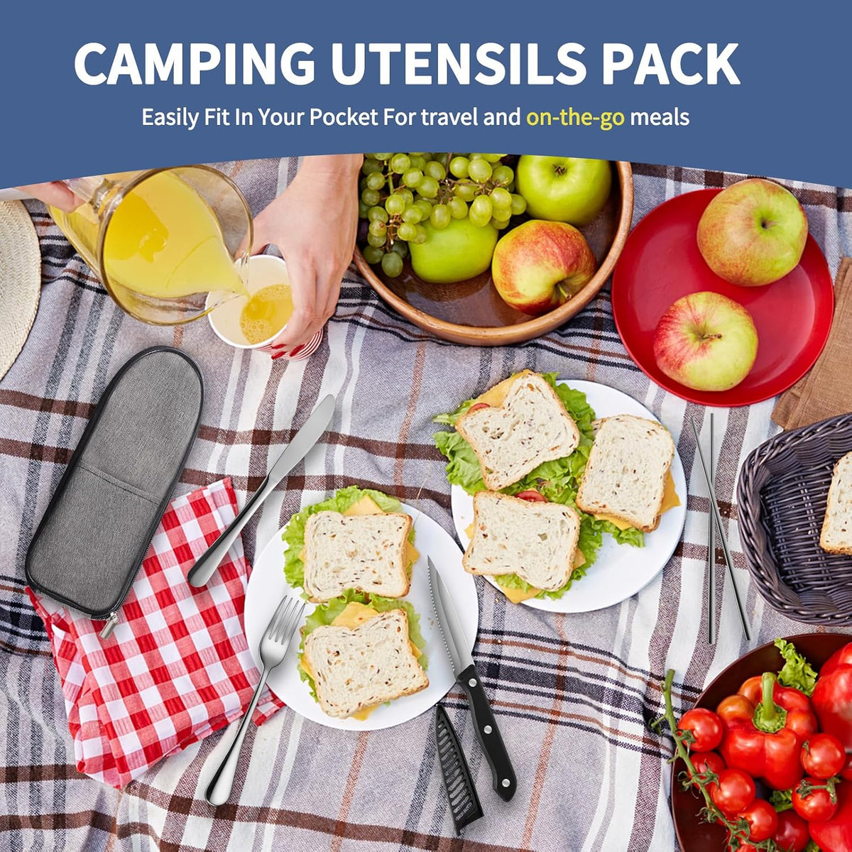 Travel Utensils with Case,Reusable Utensils,Portable Travel Camping Cutlery Set,Stainless Steel Flatware Set,Lunch Boxes Workplace Camping School Picnic (Sivler)