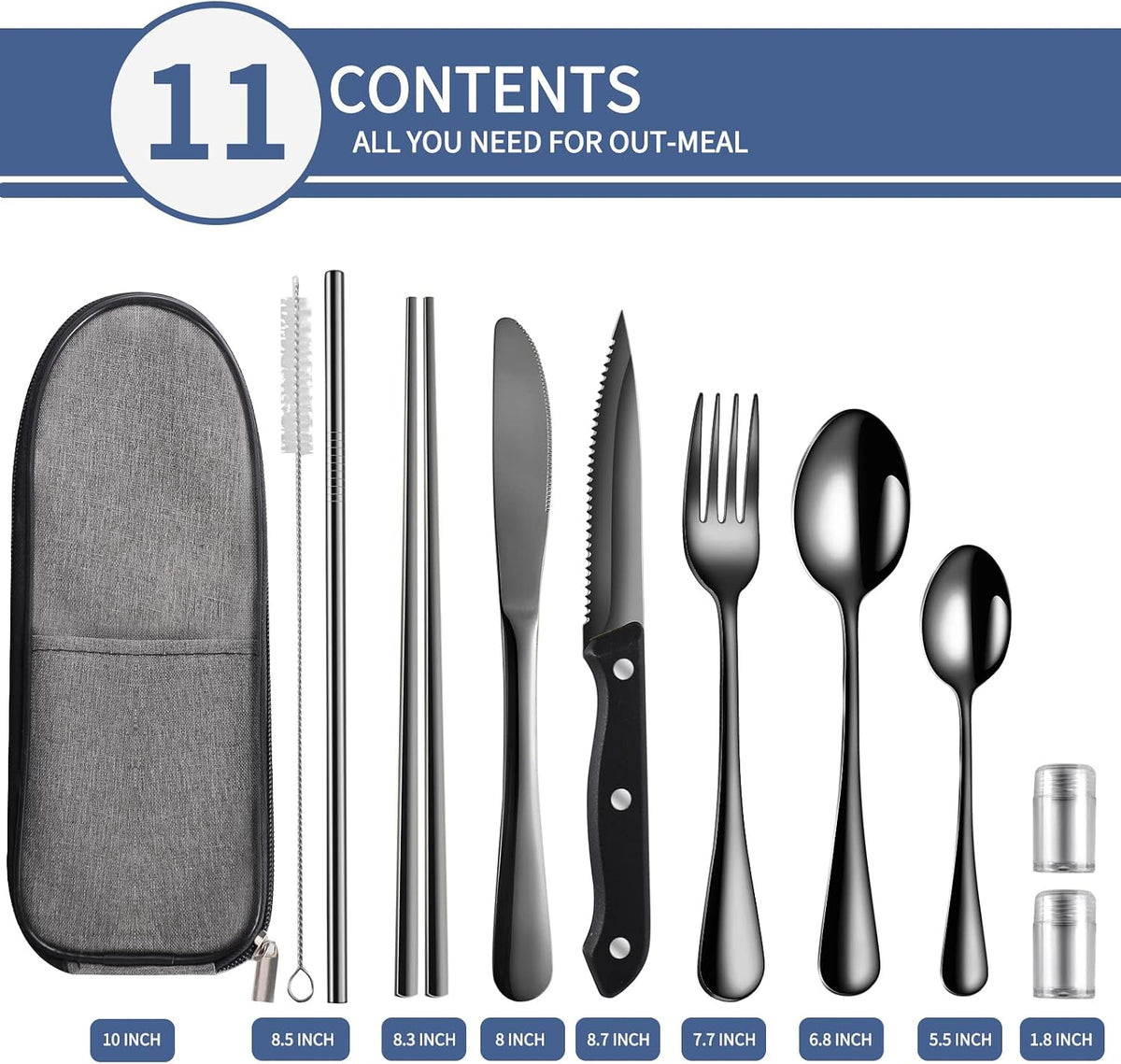 Travel Utensils with Case,Reusable Utensils,Portable Travel Camping Cutlery Set,Stainless Steel Flatware Set,Lunch Boxes Workplace Camping School Picnic (Sivler)