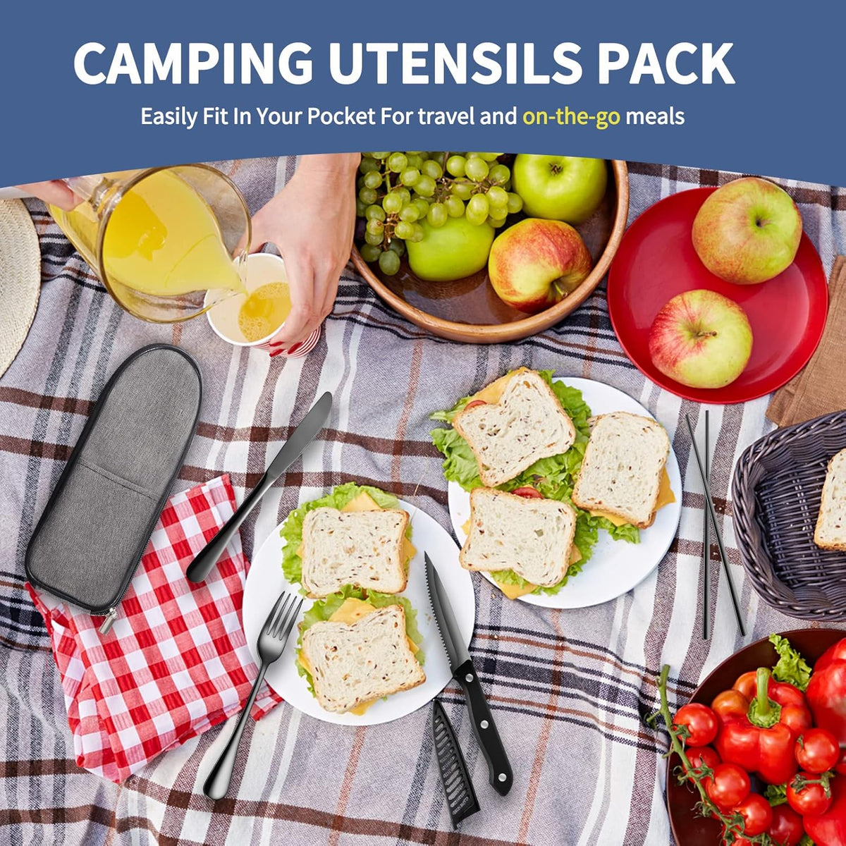 Travel Utensils with Case,Reusable Utensils,Portable Travel Camping Cutlery Set,Stainless Steel Flatware Set,Lunch Boxes Workplace Camping School Picnic (Sivler)
