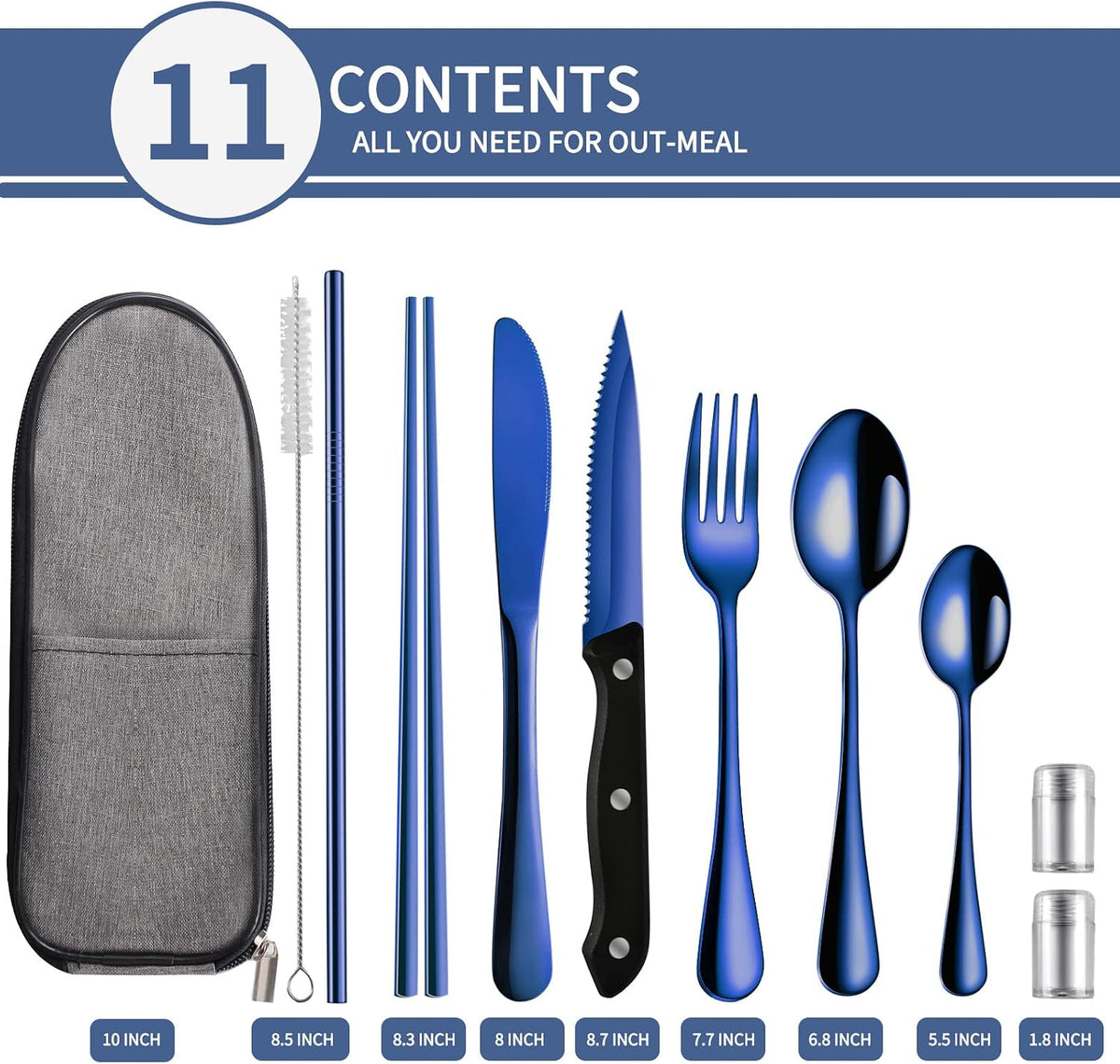 Travel Utensils with Case,Reusable Utensils,Portable Travel Camping Cutlery Set,Stainless Steel Flatware Set,Lunch Boxes Workplace Camping School Picnic (Sivler)