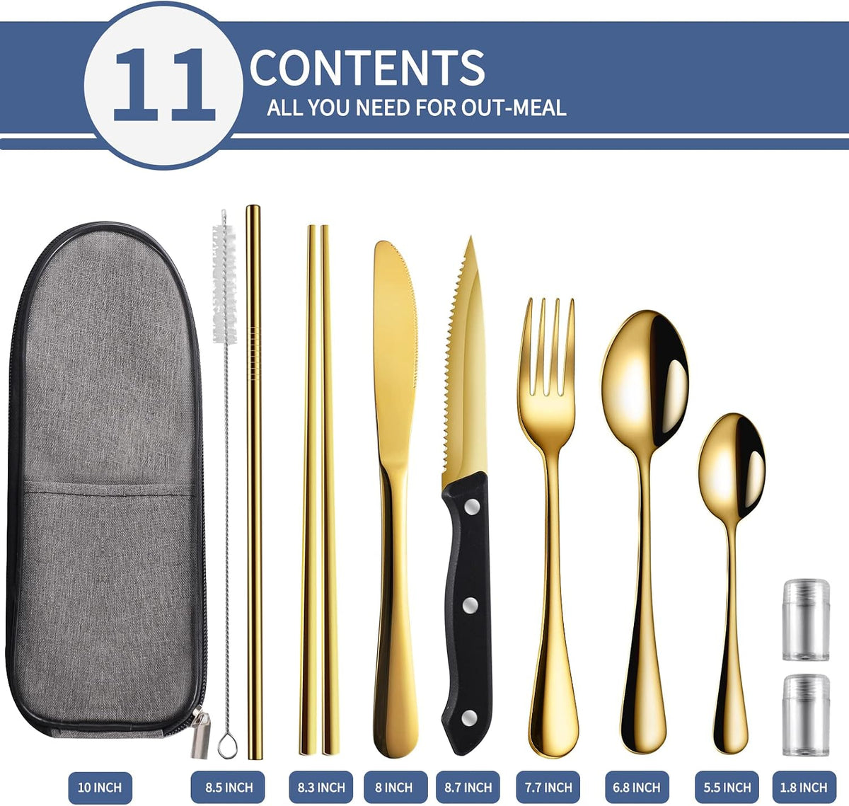 Travel Utensils with Case,Reusable Utensils,Portable Travel Camping Cutlery Set,Stainless Steel Flatware Set,Lunch Boxes Workplace Camping School Picnic (Sivler)