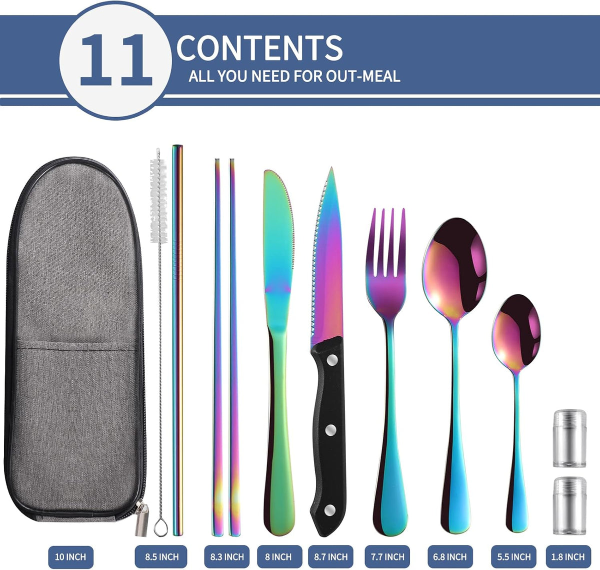 Travel Utensils with Case,Reusable Utensils,Portable Travel Camping Cutlery Set,Stainless Steel Flatware Set,Lunch Boxes Workplace Camping School Picnic (Sivler)