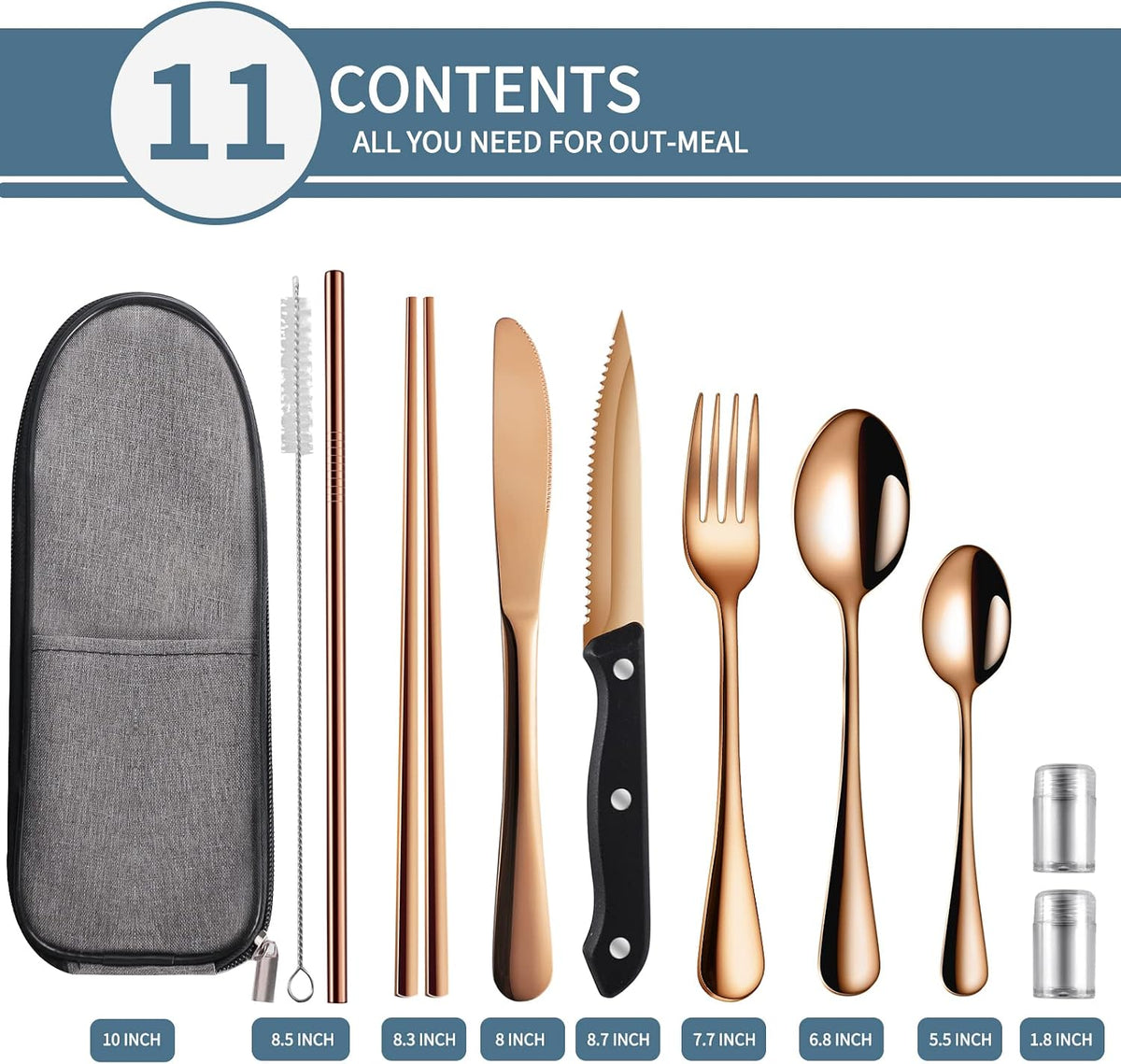 Travel Utensils with Case,Reusable Utensils,Portable Travel Camping Cutlery Set,Stainless Steel Flatware Set,Lunch Boxes Workplace Camping School Picnic (Sivler)
