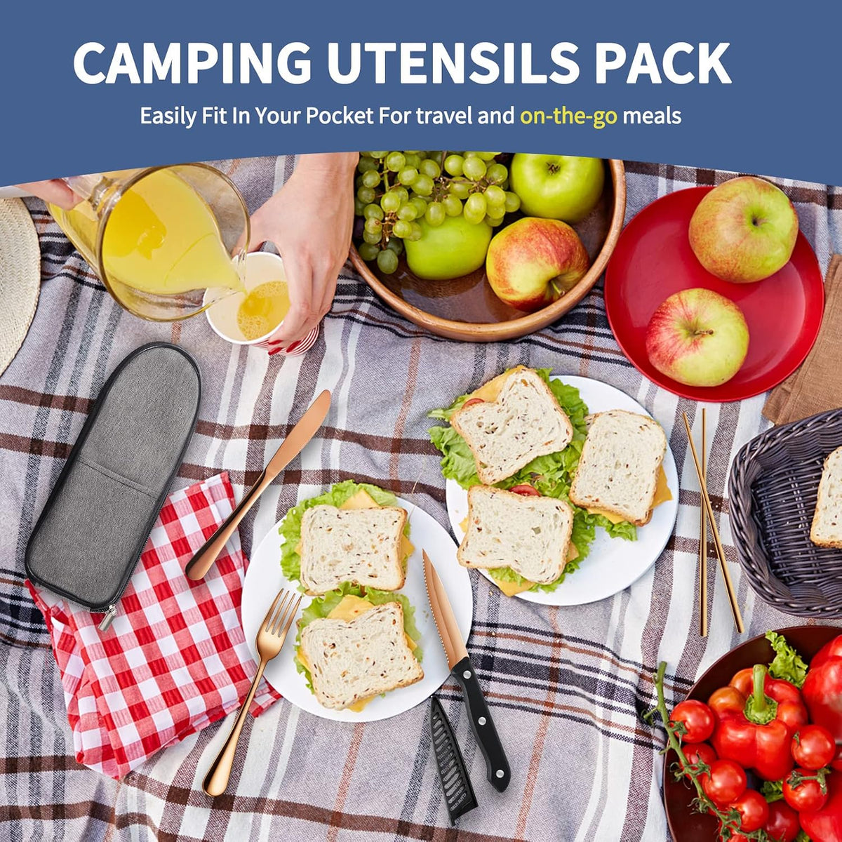 Travel Utensils with Case,Reusable Utensils,Portable Travel Camping Cutlery Set,Stainless Steel Flatware Set,Lunch Boxes Workplace Camping School Picnic (Sivler)