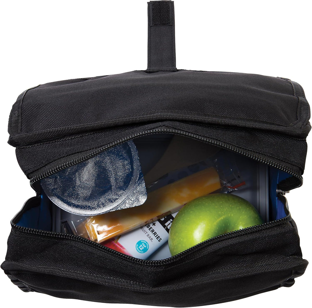 Freezable Lunch Bag, Black, Built with EcoFreeze Technology, Foldable, Reusable, Zip and Fold Closure with Buckle Handle, Perfect for School and Office Lunches
