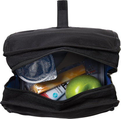 Freezable Lunch Bag, Black, Built with EcoFreeze Technology, Foldable, Reusable, Zip and Fold Closure with Buckle Handle, Perfect for School and Office Lunches