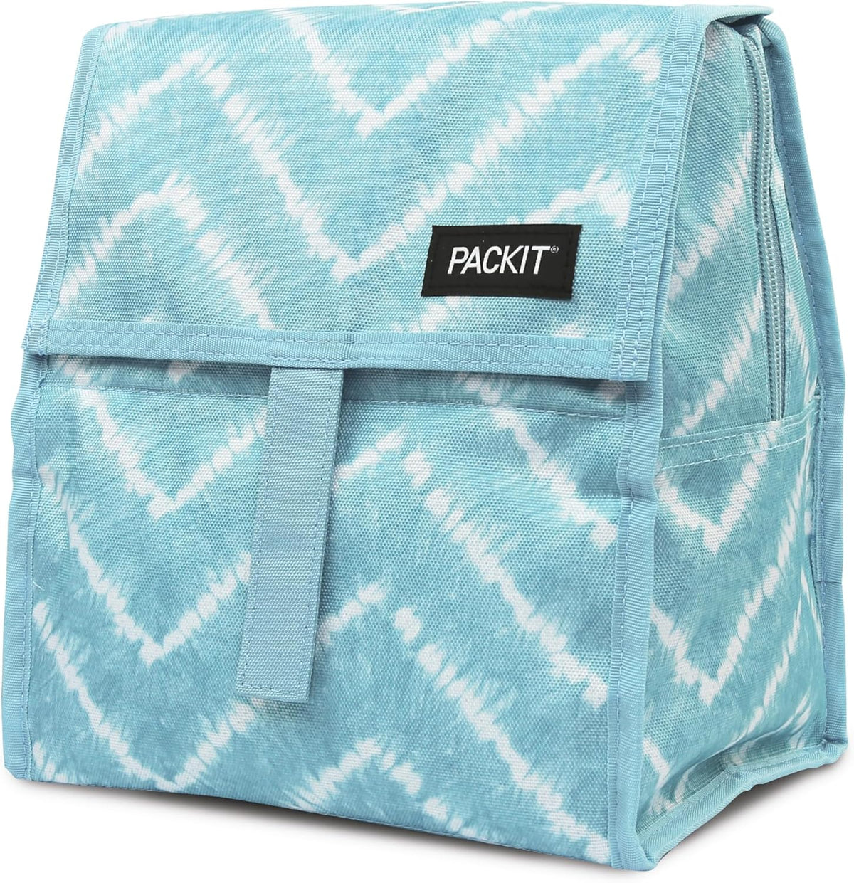 Freezable Lunch Bag, Black, Built with EcoFreeze Technology, Foldable, Reusable, Zip and Fold Closure with Buckle Handle, Perfect for School and Office Lunches