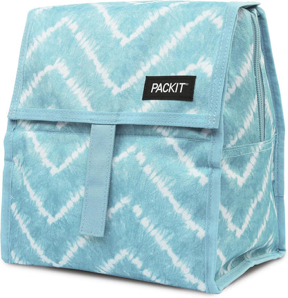 Freezable Lunch Bag, Black, Built with EcoFreeze Technology, Foldable, Reusable, Zip and Fold Closure with Buckle Handle, Perfect for School and Office Lunches
