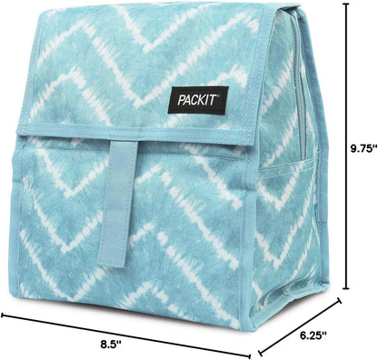 Freezable Lunch Bag, Black, Built with EcoFreeze Technology, Foldable, Reusable, Zip and Fold Closure with Buckle Handle, Perfect for School and Office Lunches