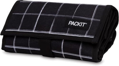 Freezable Lunch Bag, Black, Built with EcoFreeze Technology, Foldable, Reusable, Zip and Fold Closure with Buckle Handle, Perfect for School and Office Lunches