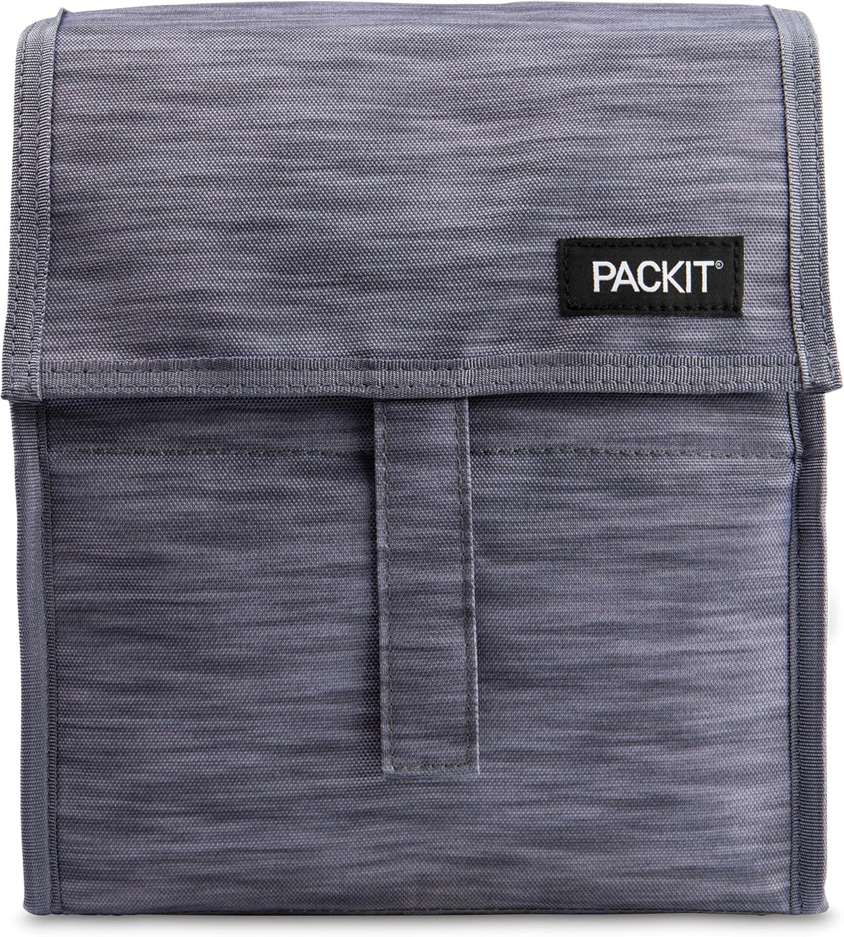 Freezable Lunch Bag, Black, Built with EcoFreeze Technology, Foldable, Reusable, Zip and Fold Closure with Buckle Handle, Perfect for School and Office Lunches