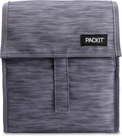 Freezable Lunch Bag, Black, Built with EcoFreeze Technology, Foldable, Reusable, Zip and Fold Closure with Buckle Handle, Perfect for School and Office Lunches