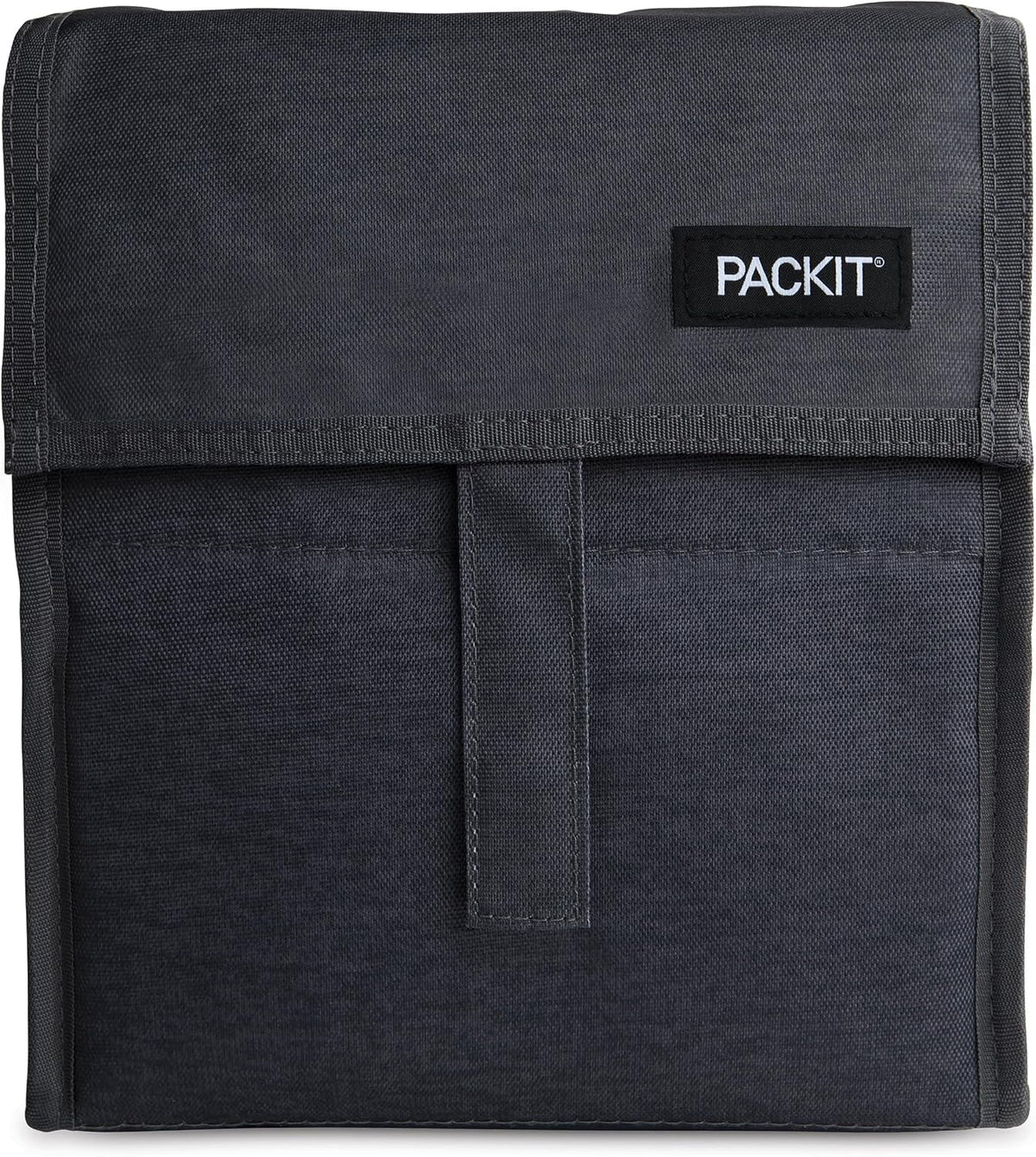 Freezable Lunch Bag, Black, Built with EcoFreeze Technology, Foldable, Reusable, Zip and Fold Closure with Buckle Handle, Perfect for School and Office Lunches