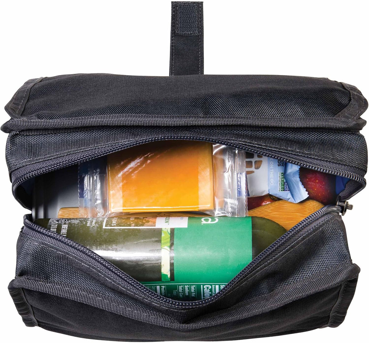 Freezable Lunch Bag, Black, Built with EcoFreeze Technology, Foldable, Reusable, Zip and Fold Closure with Buckle Handle, Perfect for School and Office Lunches