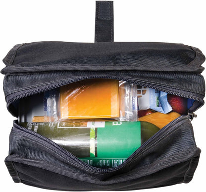 Freezable Lunch Bag, Black, Built with EcoFreeze Technology, Foldable, Reusable, Zip and Fold Closure with Buckle Handle, Perfect for School and Office Lunches