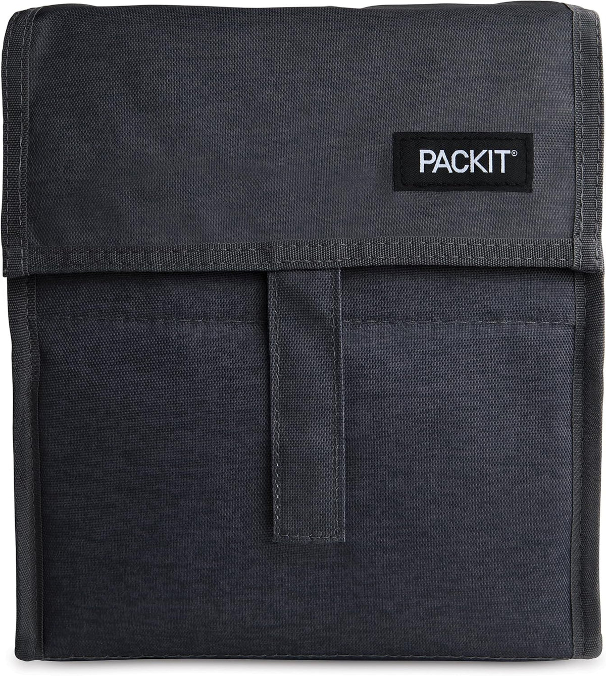 Freezable Lunch Bag, Black, Built with EcoFreeze Technology, Foldable, Reusable, Zip and Fold Closure with Buckle Handle, Perfect for School and Office Lunches