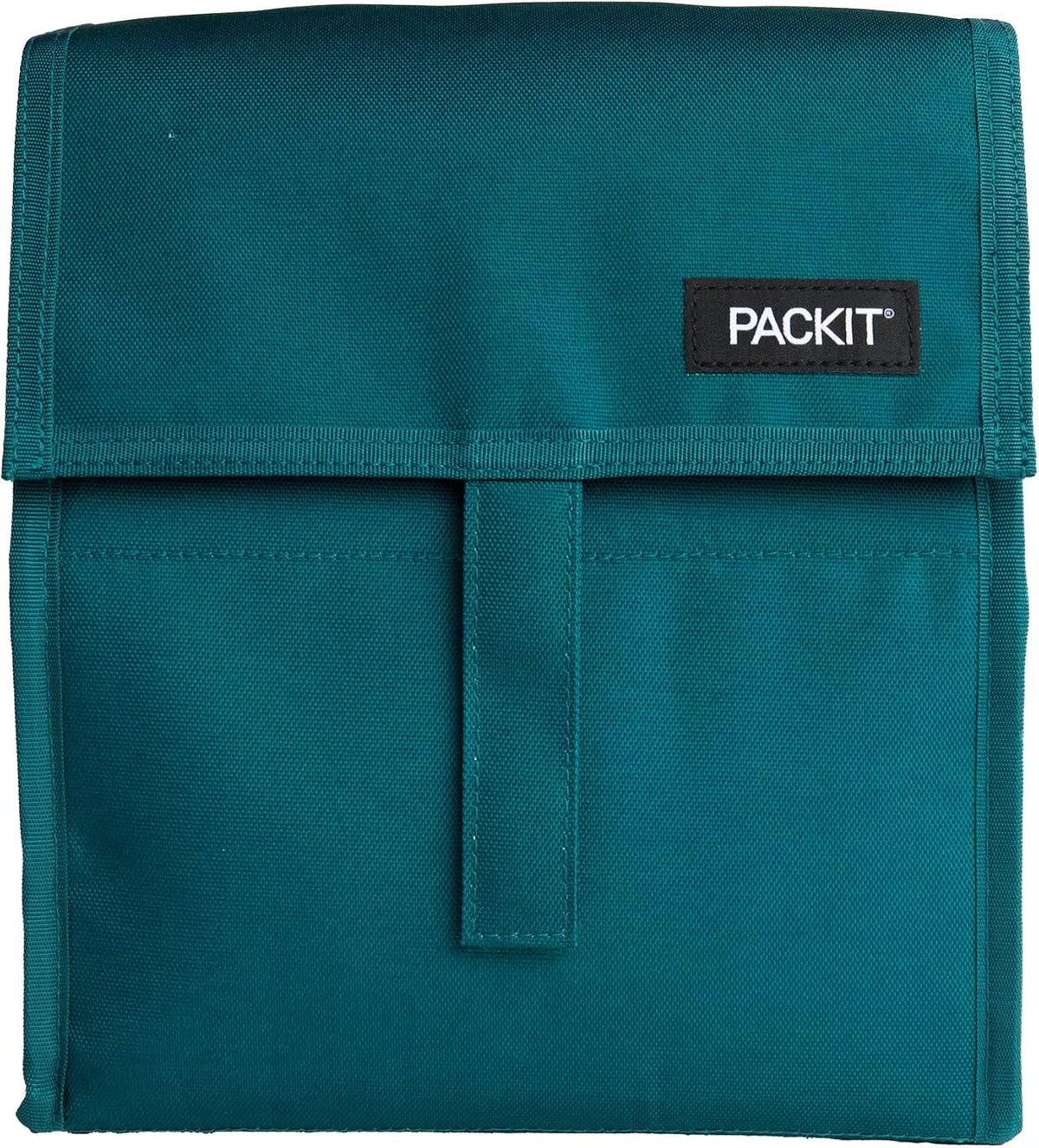 Freezable Lunch Bag, Black, Built with EcoFreeze Technology, Foldable, Reusable, Zip and Fold Closure with Buckle Handle, Perfect for School and Office Lunches