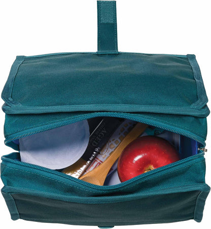 Freezable Lunch Bag, Black, Built with EcoFreeze Technology, Foldable, Reusable, Zip and Fold Closure with Buckle Handle, Perfect for School and Office Lunches