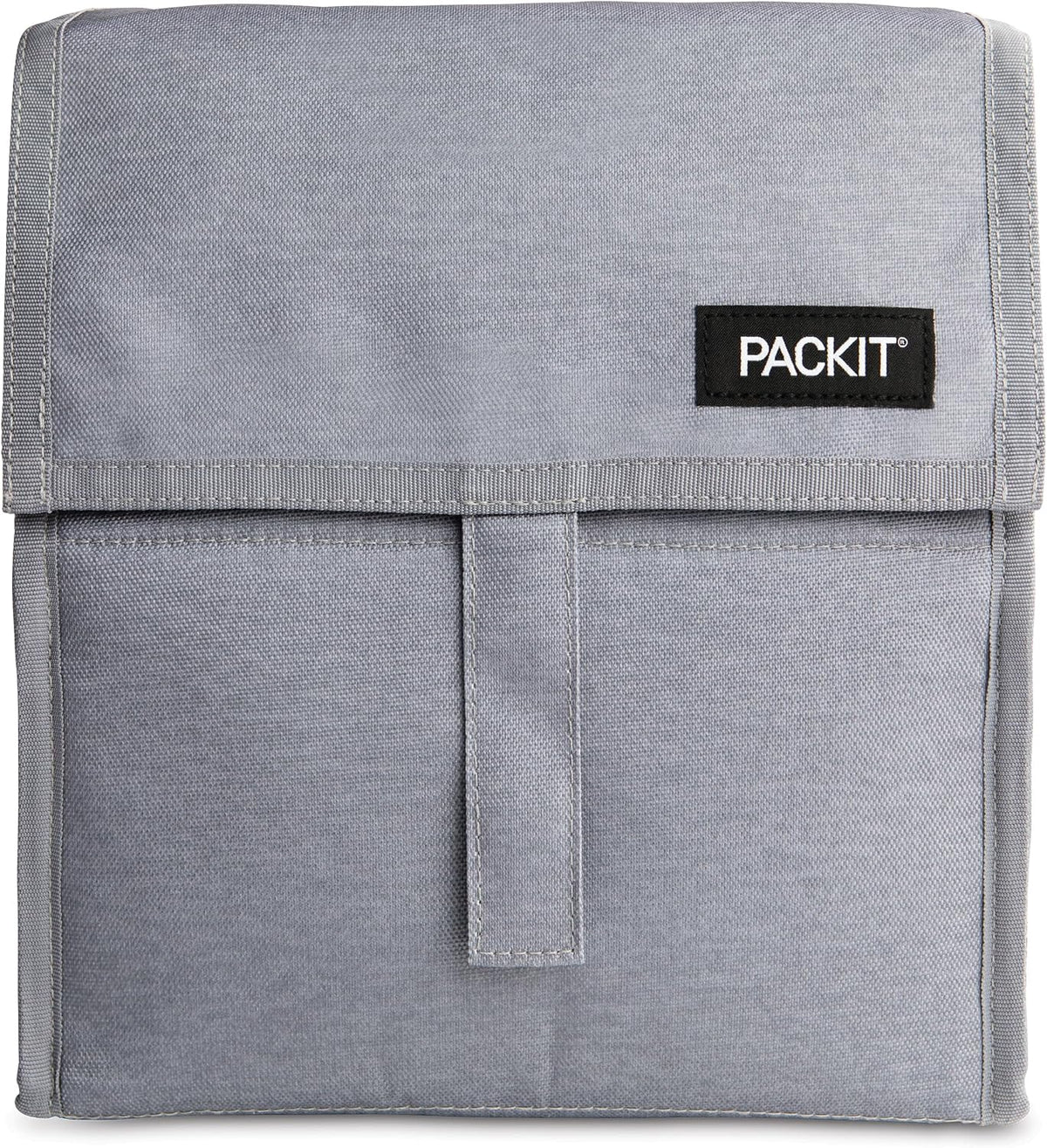 Freezable Lunch Bag, Black, Built with EcoFreeze Technology, Foldable, Reusable, Zip and Fold Closure with Buckle Handle, Perfect for School and Office Lunches