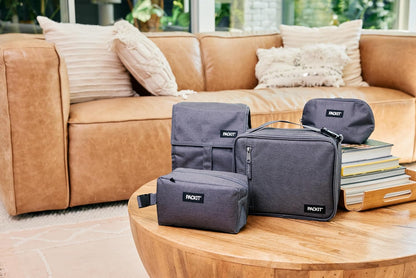 Freezable Lunch Bag, Black, Built with EcoFreeze Technology, Foldable, Reusable, Zip and Fold Closure with Buckle Handle, Perfect for School and Office Lunches