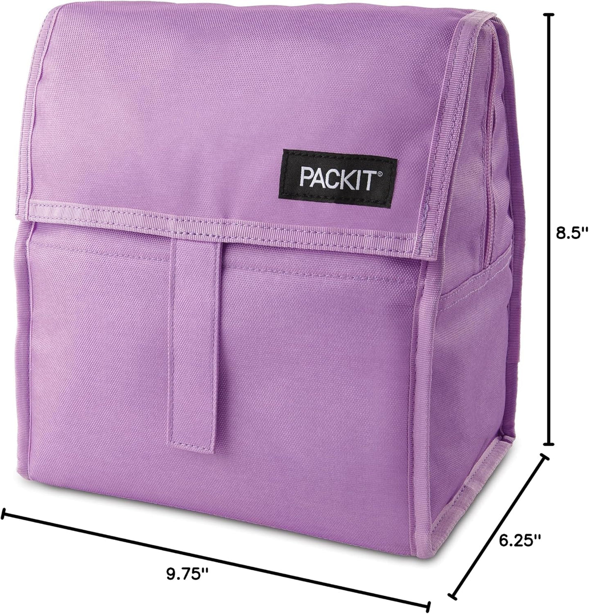 Freezable Lunch Bag, Black, Built with EcoFreeze Technology, Foldable, Reusable, Zip and Fold Closure with Buckle Handle, Perfect for School and Office Lunches