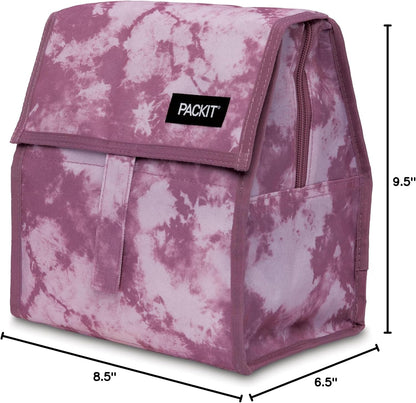 Freezable Lunch Bag, Black, Built with EcoFreeze Technology, Foldable, Reusable, Zip and Fold Closure with Buckle Handle, Perfect for School and Office Lunches