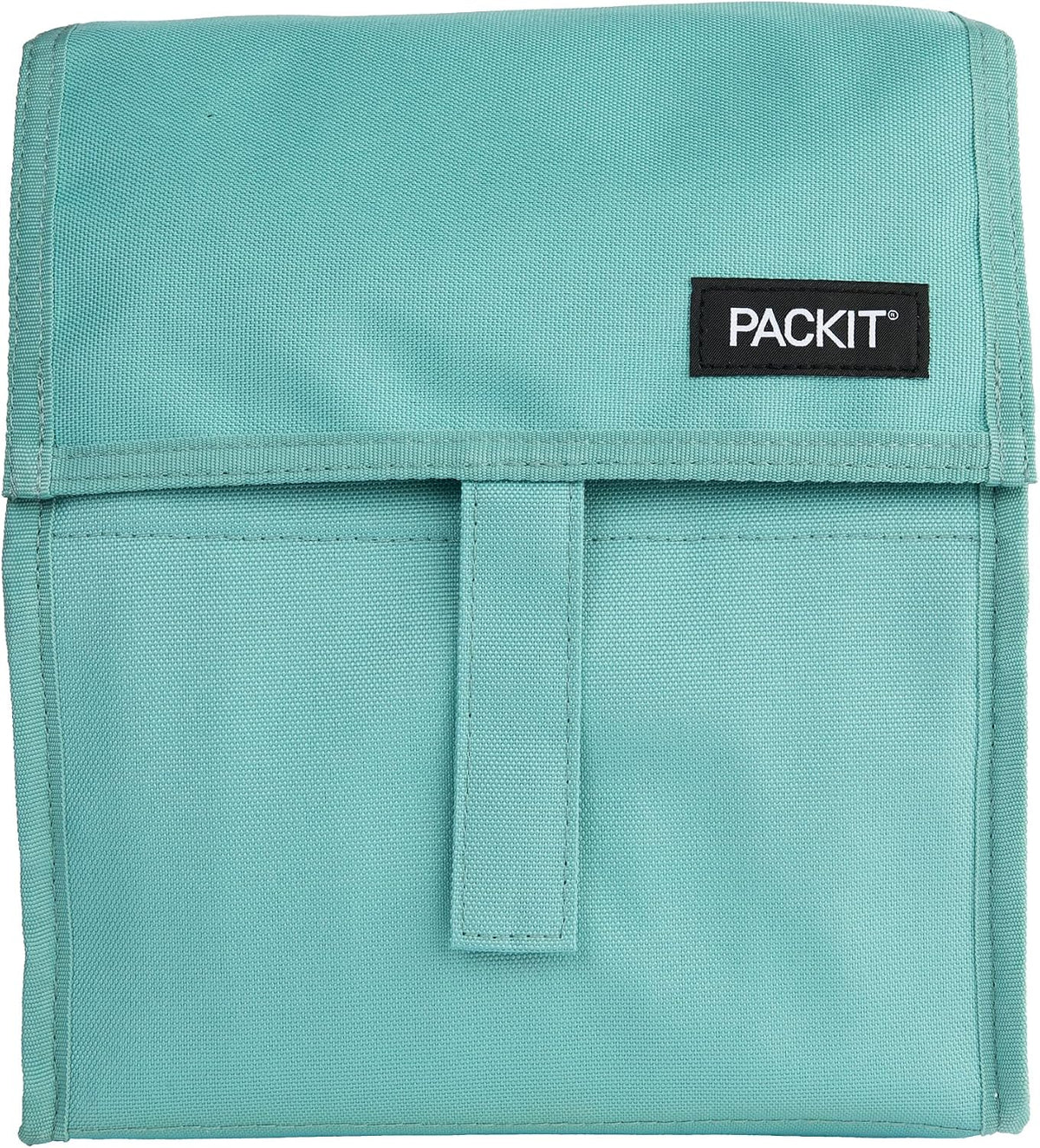 Freezable Lunch Bag, Black, Built with EcoFreeze Technology, Foldable, Reusable, Zip and Fold Closure with Buckle Handle, Perfect for School and Office Lunches