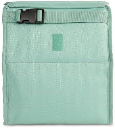 Freezable Lunch Bag, Black, Built with EcoFreeze Technology, Foldable, Reusable, Zip and Fold Closure with Buckle Handle, Perfect for School and Office Lunches